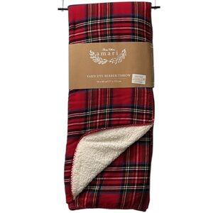 Amari Plaid Printed Plush with Sherpa Reverse Throw Blanket